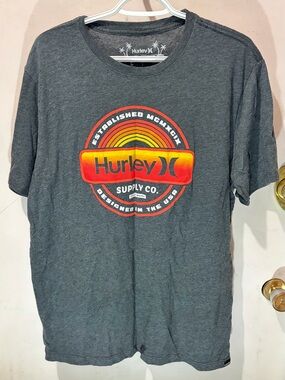 Hurley Heather Charcoal Graphic Tee with White Print